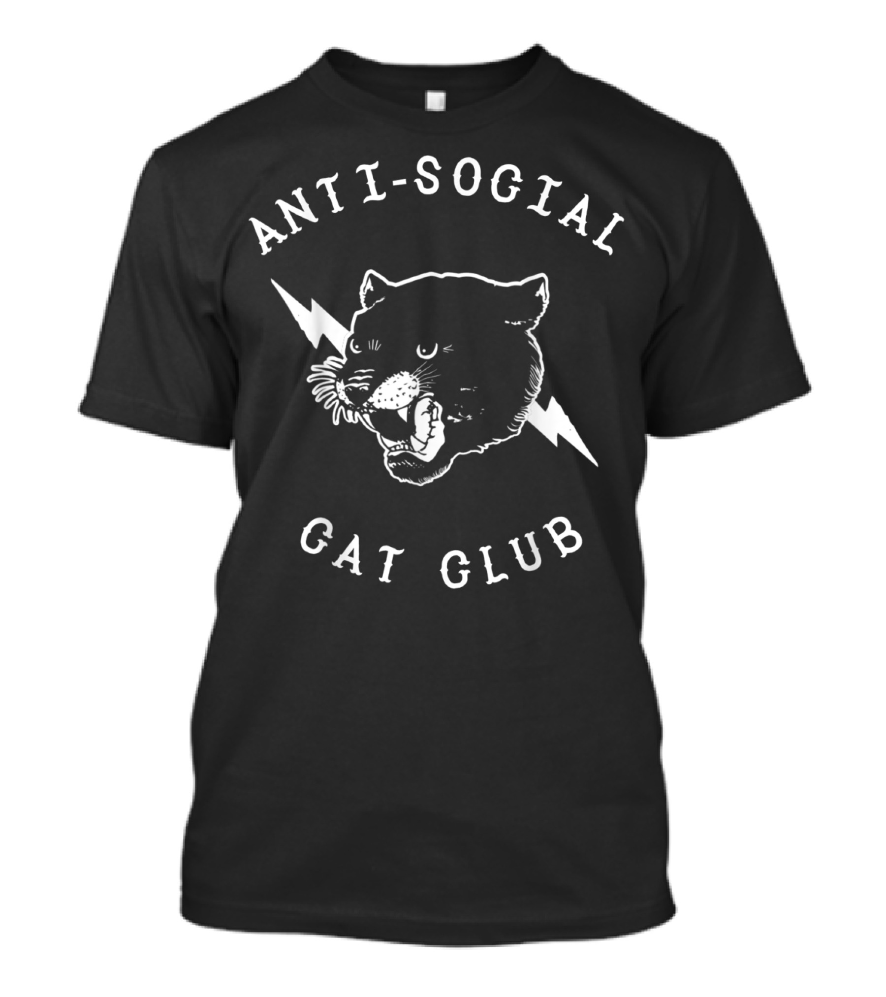 Anti Social Cat Club Panther Head With Lightning Bolts T-Shirt