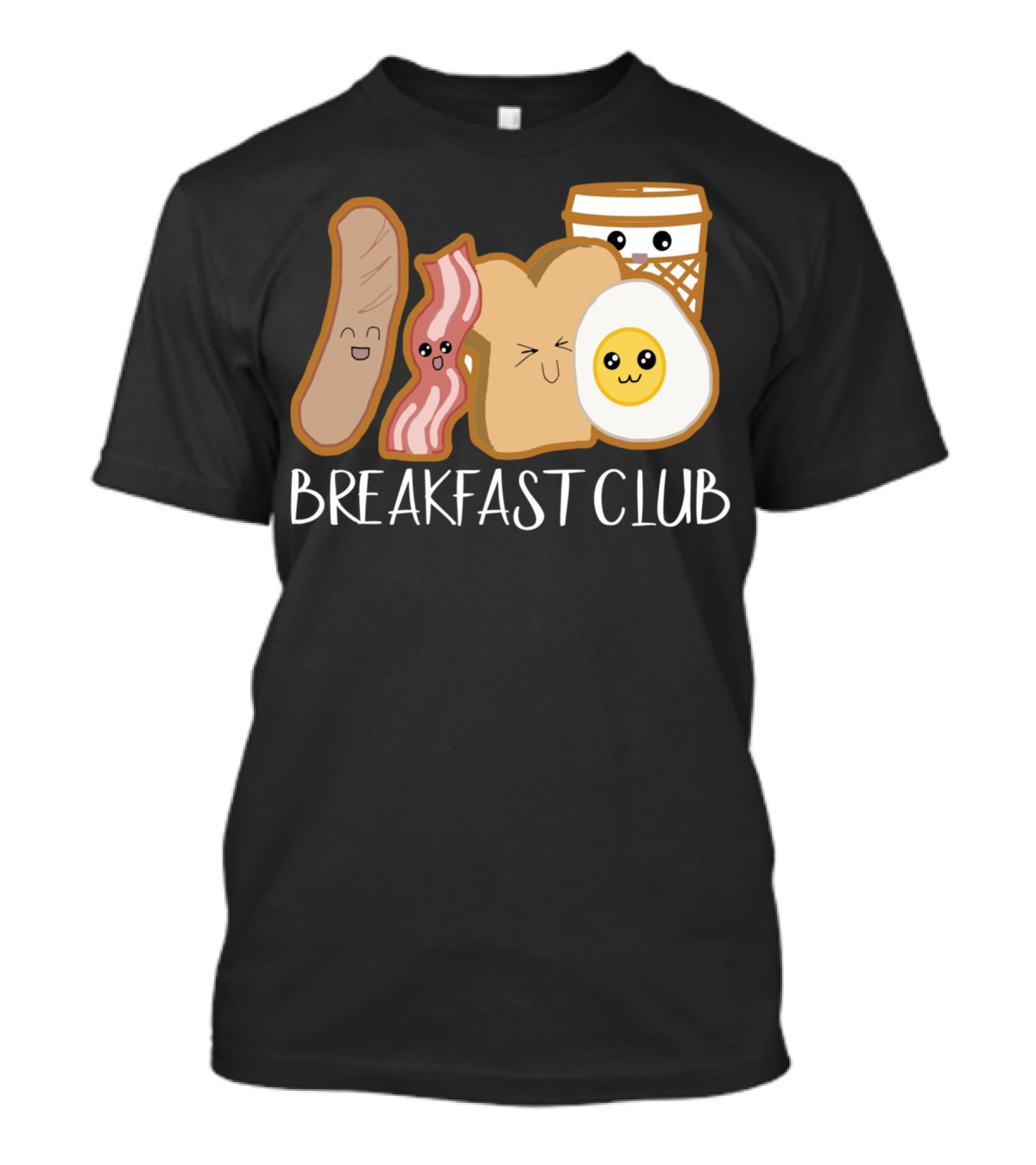 Kawaii Breakfast Club Funny Foodie Adorable Cartoon Food Faces T-Shirt