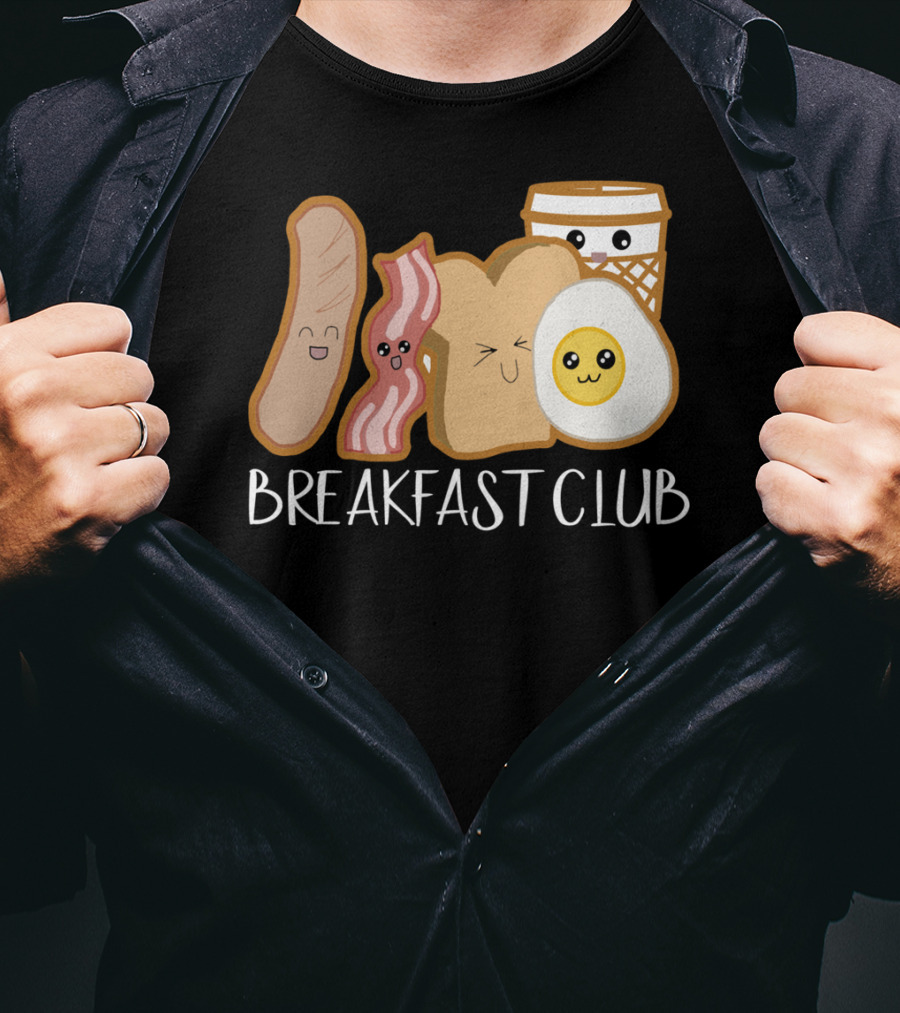 Kawaii Breakfast Club Funny Foodie Adorable Cartoon Food Faces T-Shirt