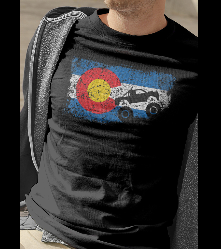 Monster Truck Colorado 4X4 Club Flag Iconic Off-Road Adventure T-Shirt