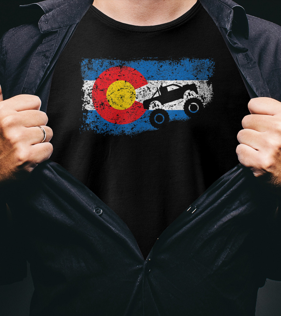 Monster Truck Colorado 4X4 Club Flag Iconic Off-Road Adventure T-Shirt