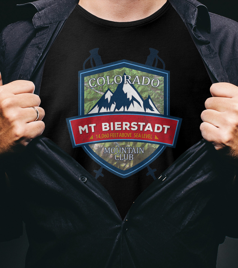 Colorado Mt Bierstadt 14,060 Feet Above Sea Level Mountain Club Hiking T-Shirt