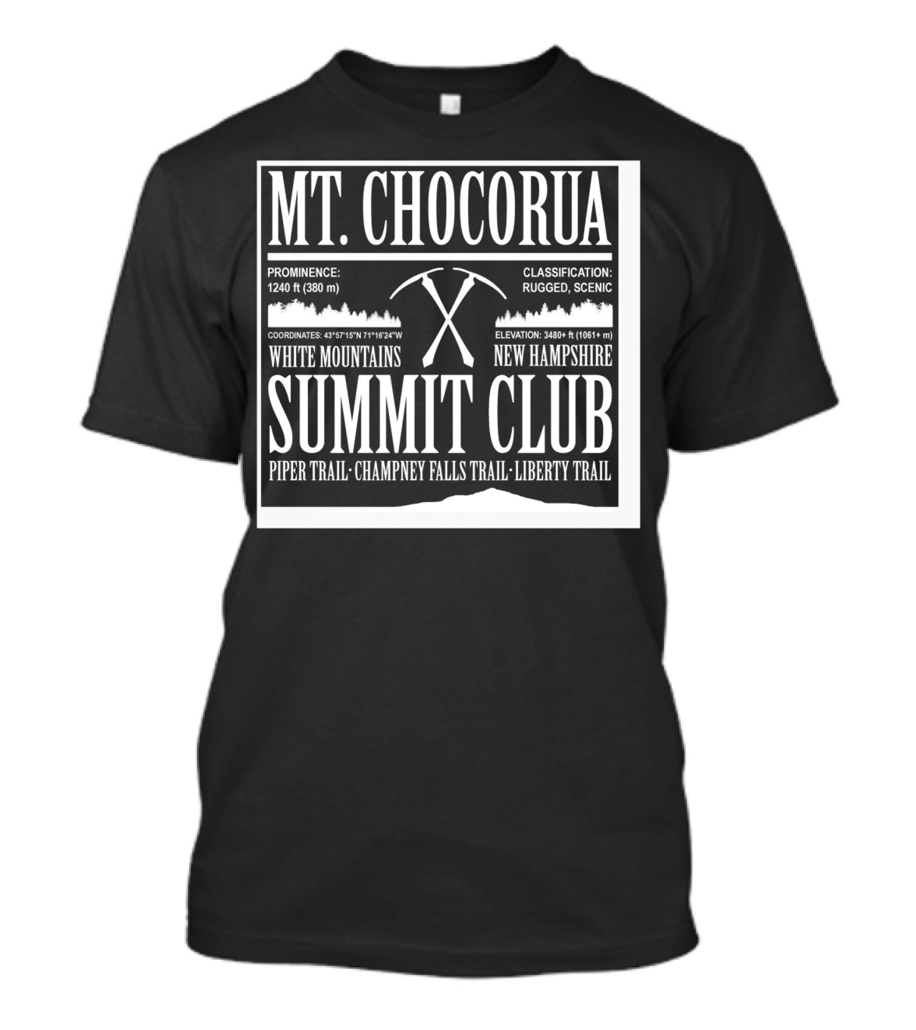 Mt Chocorua White Mountains New Hampshire Summit Club Piper Trail Champney Falls Trail Liberty Trail Rugged Scenic T-Shirt