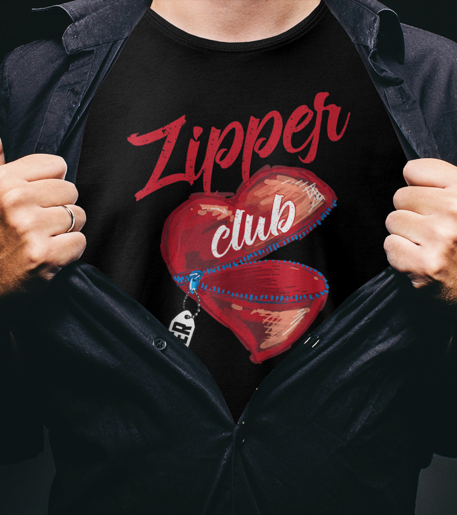 Zipper Club Member Heart With Zipper Congenital Heart Awareness T-Shirt