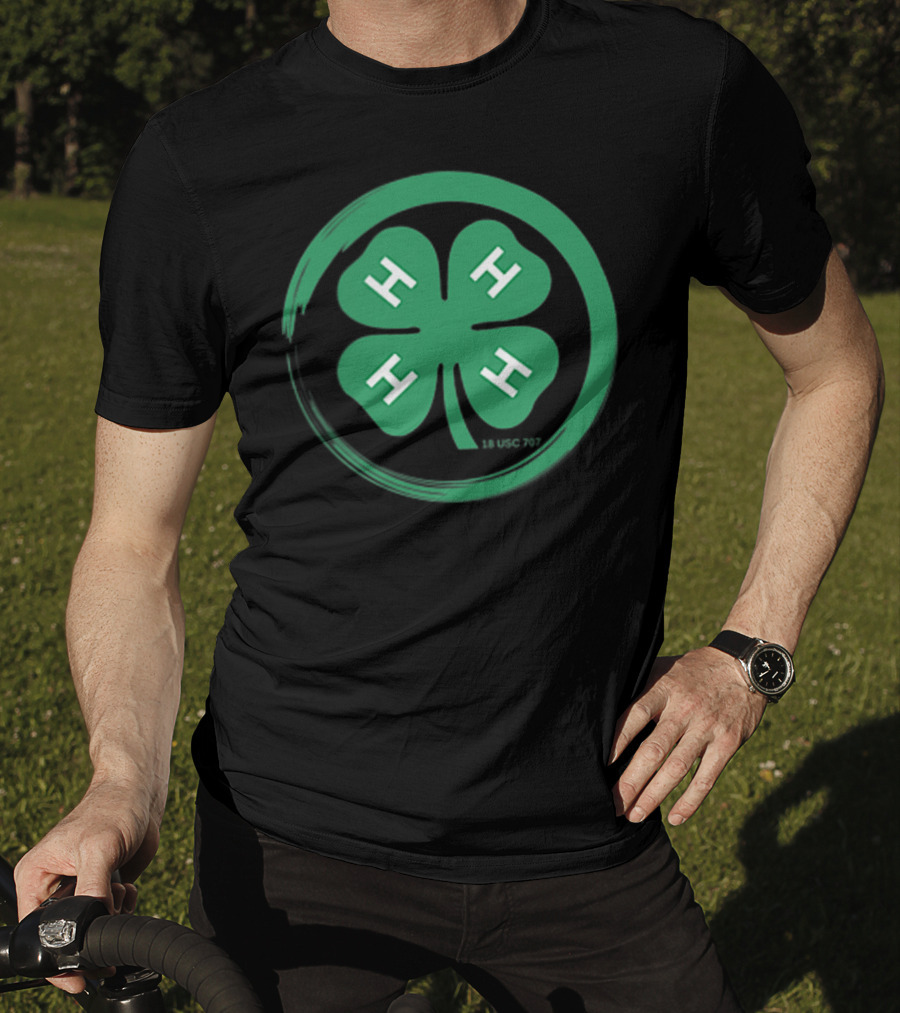 4 H Clover Emblem With 18 USC 707 Text T-Shirt