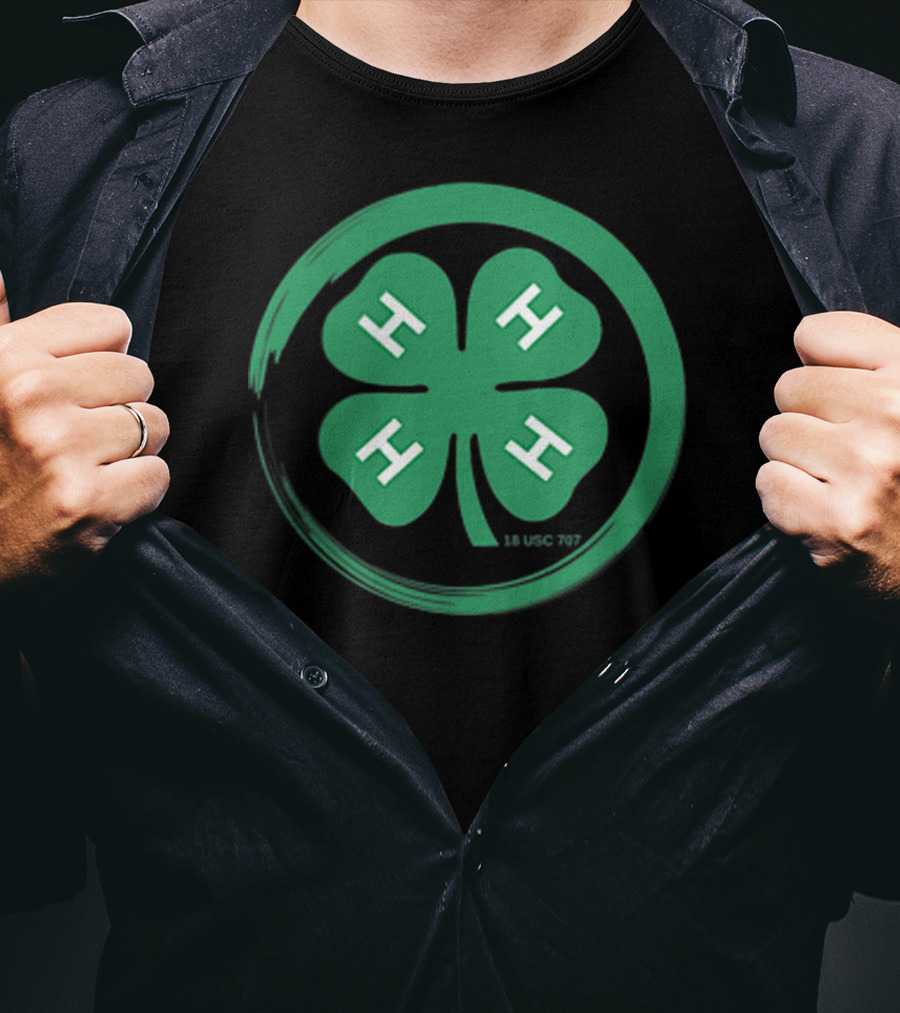 4 H Clover Emblem With 18 USC 707 Text T-Shirt