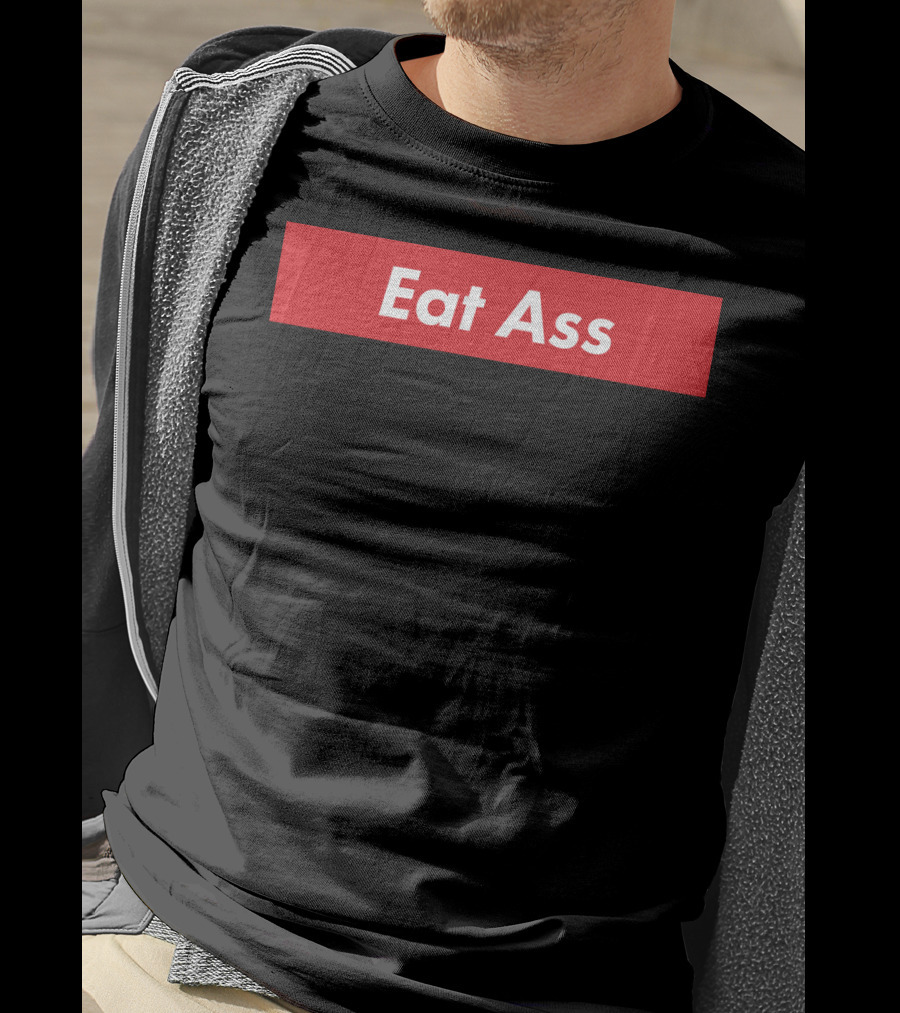 Eat Ass Red Box Logo Minimalist T-Shirt