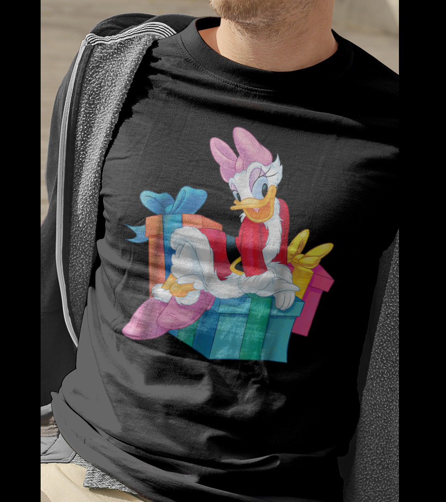 Disney Daisy Duck Santa Holiday With Colorful Gift Boxes T-Shirt