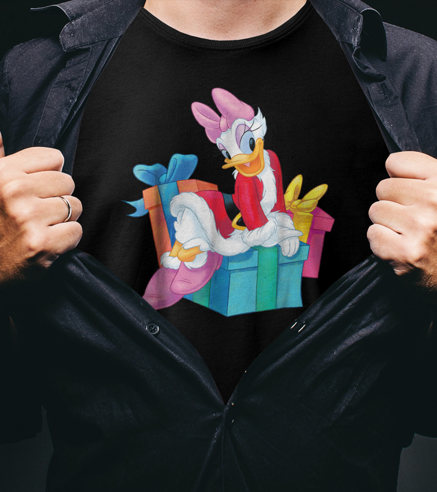 Disney Daisy Duck Santa Holiday With Colorful Gift Boxes T-Shirt