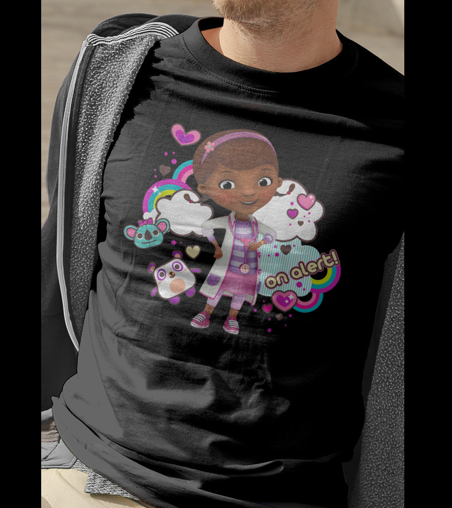 Disney Doc McStuffins Colorful Hearts And Clouds On Alert T-Shirt