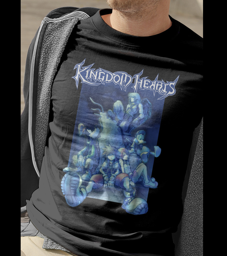 Kingdom Hearts Disney Blue Crew Art With Sora Donald Goofy And Riku T-Shirt