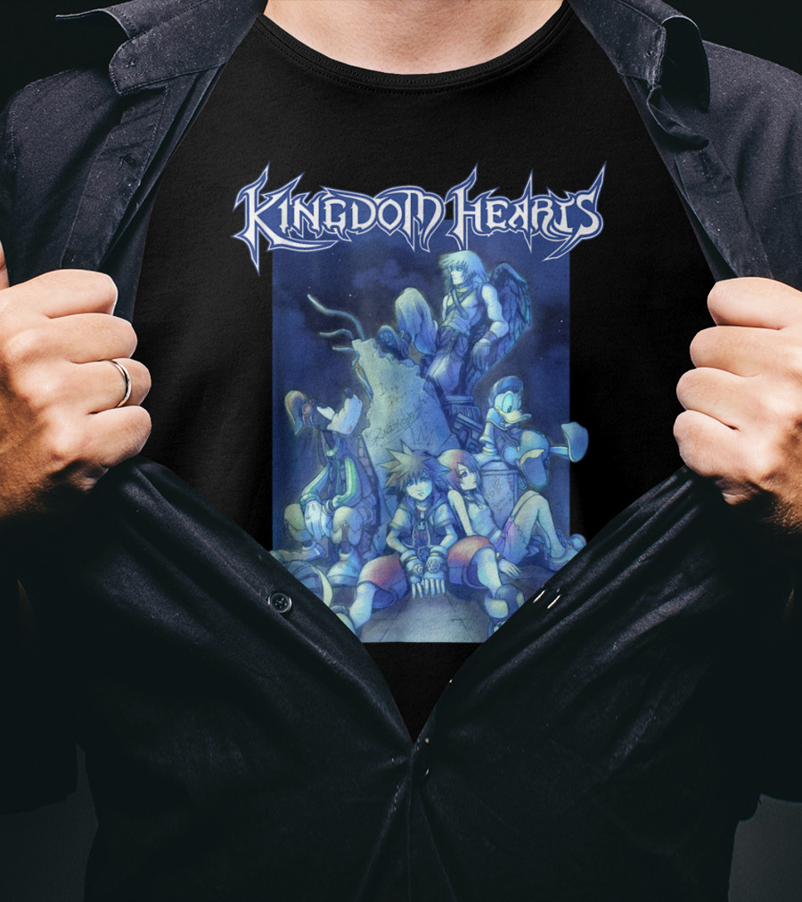 Kingdom Hearts Disney Blue Crew Art With Sora Donald Goofy And Riku T-Shirt