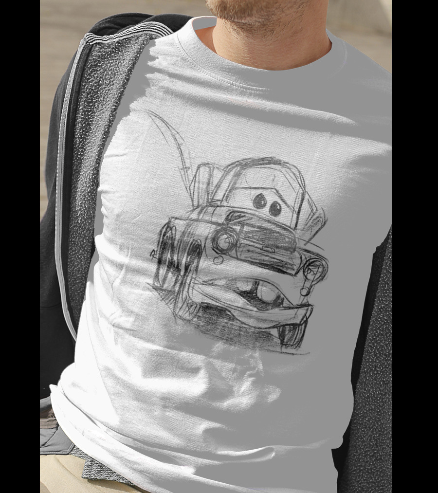 Disney Pixar Cars Mater Illustrated Line Drawing T-Shirt