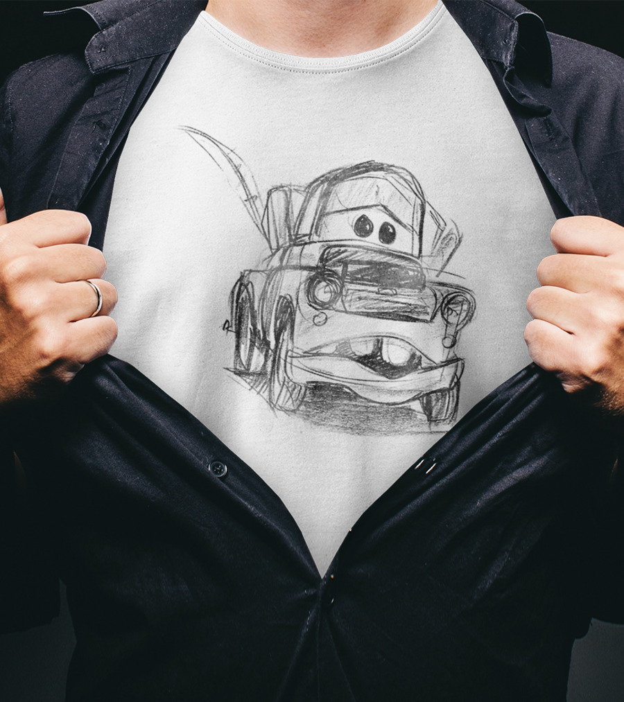 Disney Pixar Cars Mater Illustrated Line Drawing T-Shirt