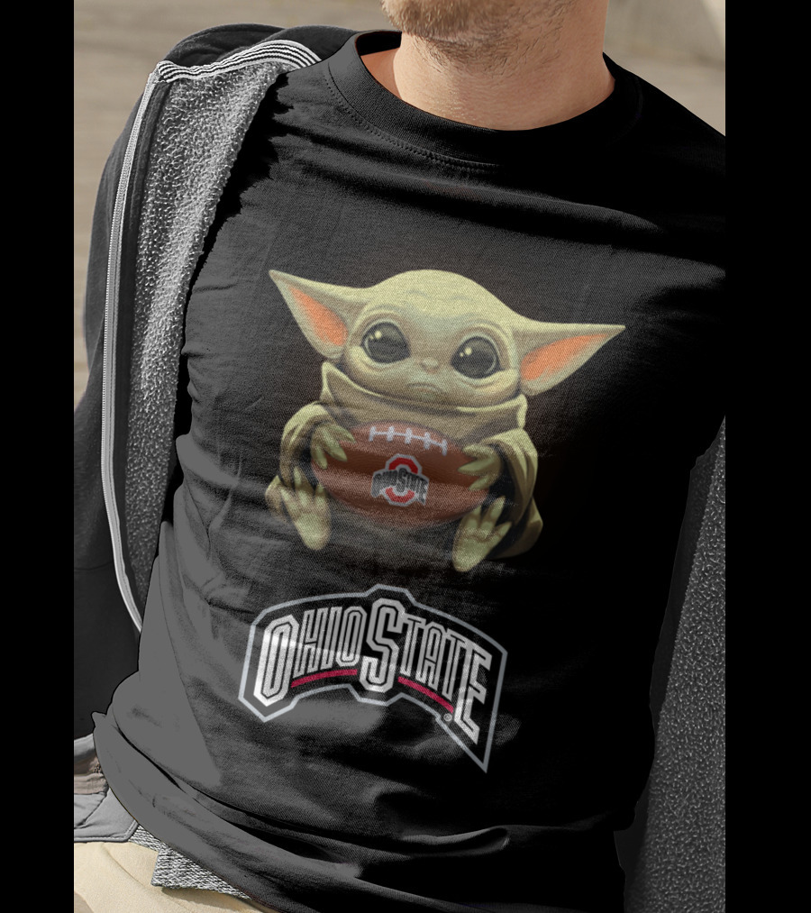 Yoda Holding Ohio State Football For Star Wars And Buckeyes Fans T-Shirt