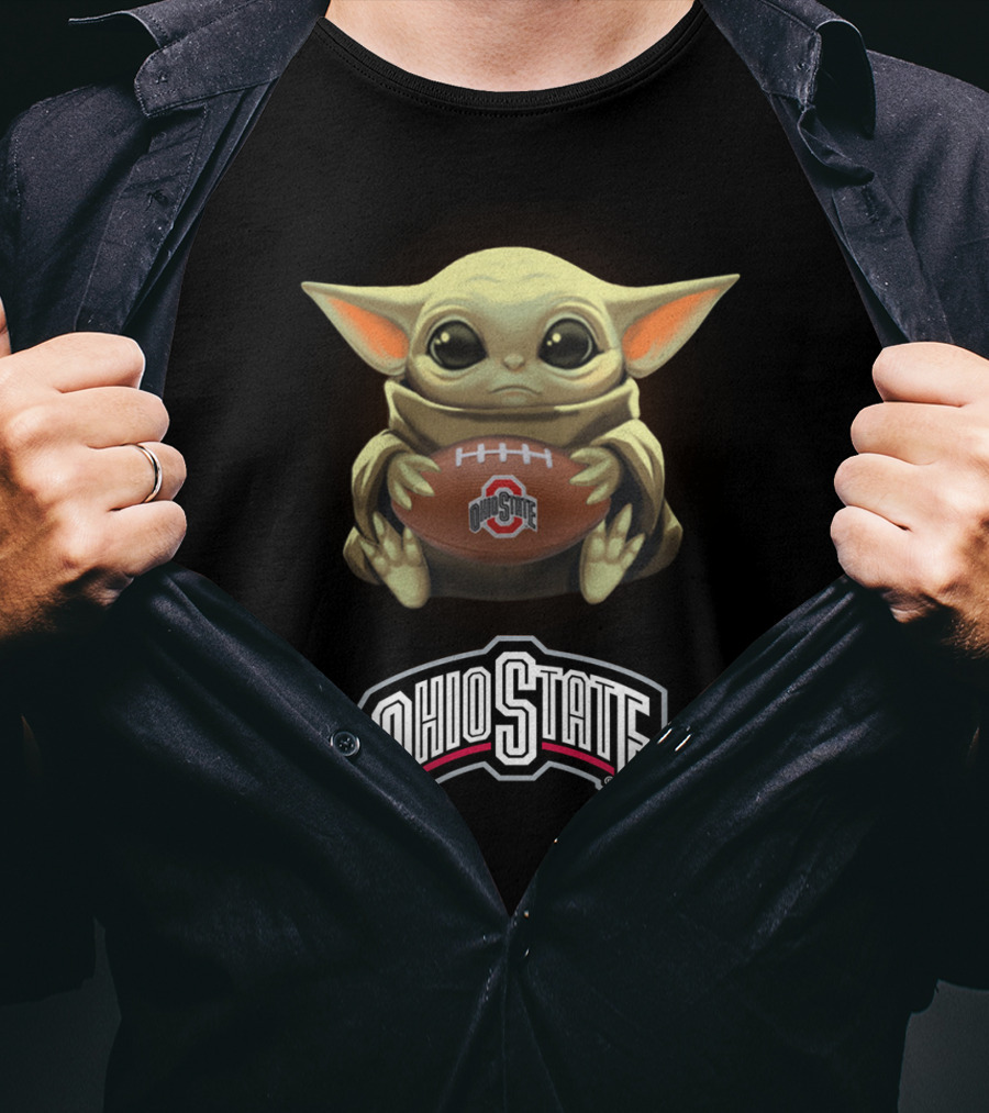 Yoda Holding Ohio State Football For Star Wars And Buckeyes Fans T-Shirt