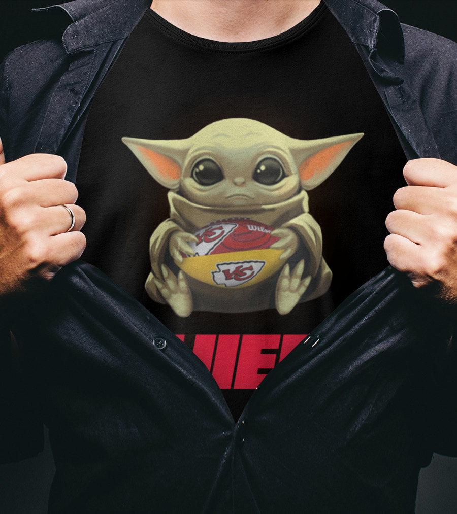 Yoda With Kansas City Chiefs Football T-Shirt