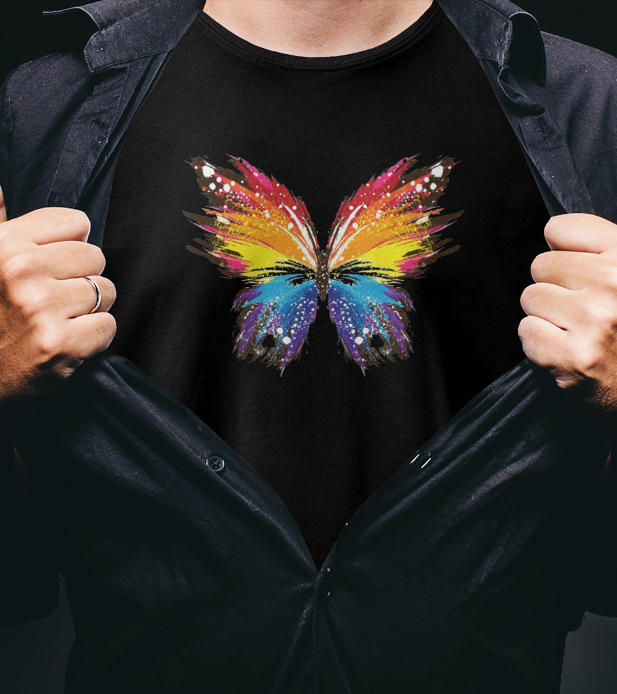 Colorful Butterfly Rainbow Splash T-Shirt