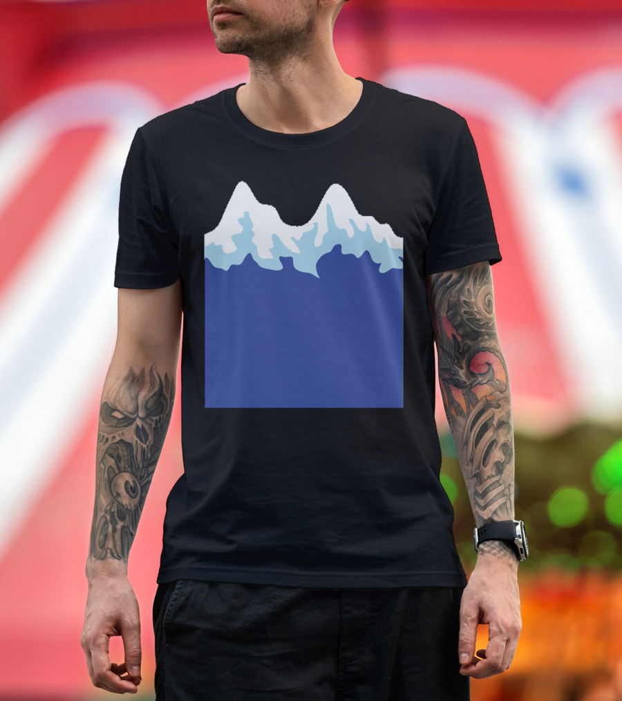 Simple Mountain Range Snowy Peaks Blue T-Shirt