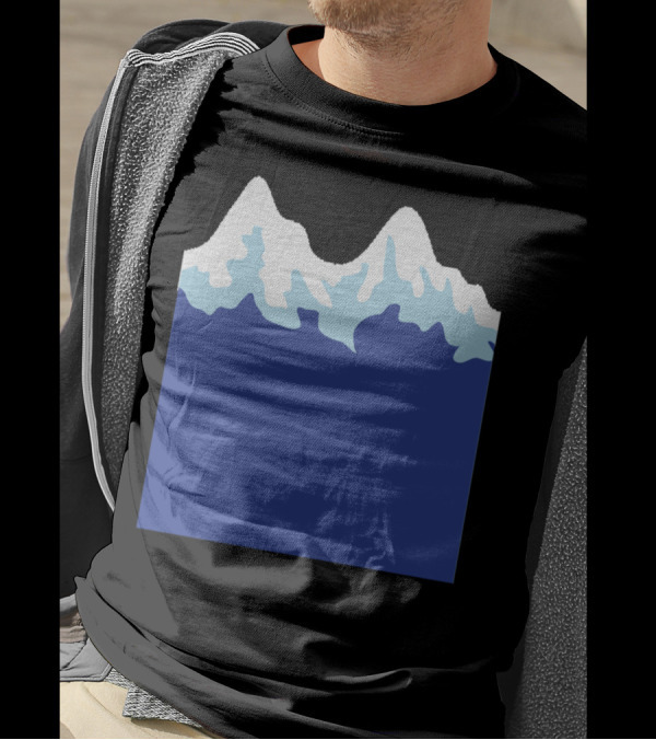 Simple Mountain Range Snowy Peaks Blue T-Shirt