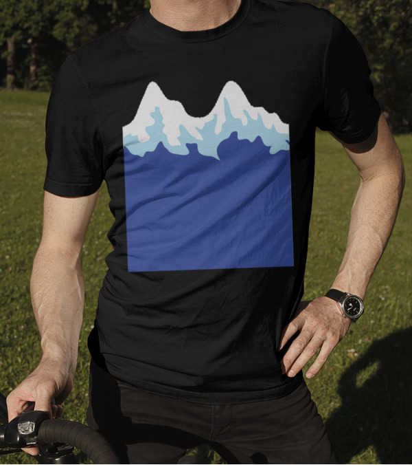 Simple Mountain Range Snowy Peaks Blue T-Shirt