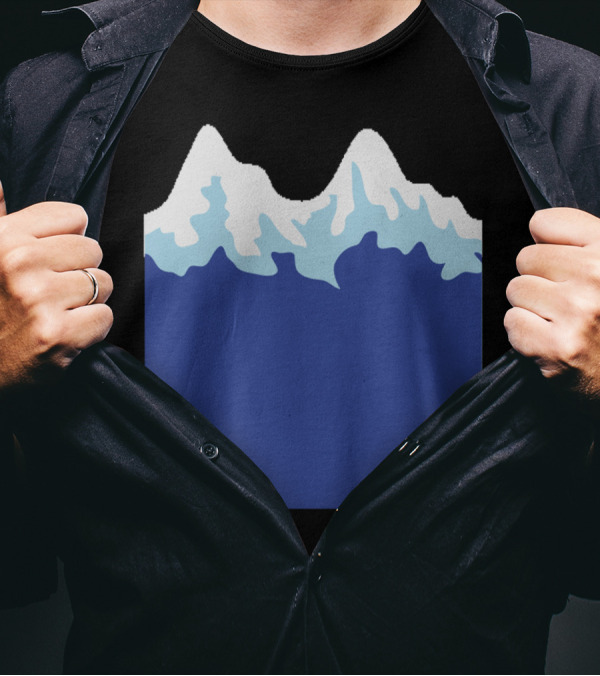 Simple Mountain Range Snowy Peaks Blue T-Shirt