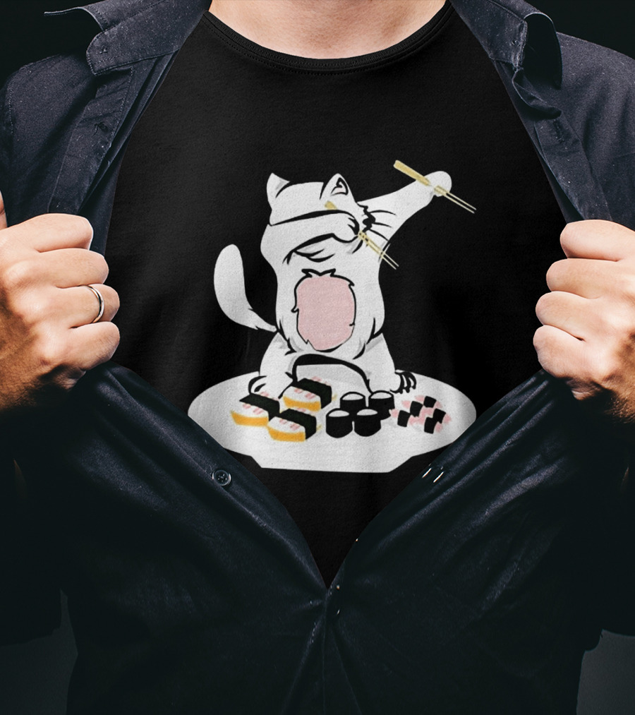 Catsushi Cute Cat Eating Sushi With Chopsticks T-Shirt