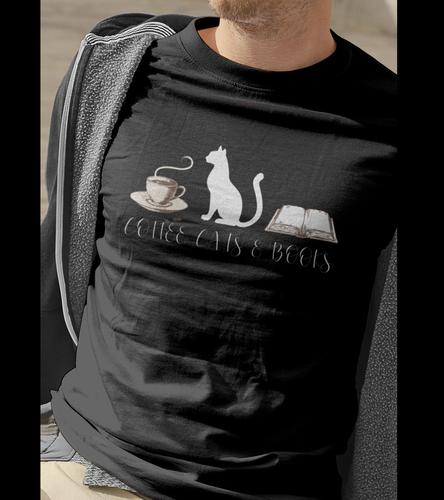 Coffee Cats And Books T-Shirt