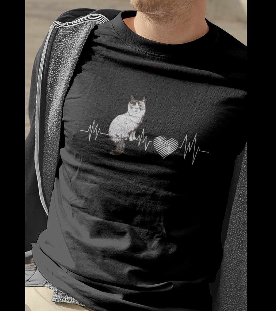 Ragdoll Cat Heartbeat Line T-Shirt