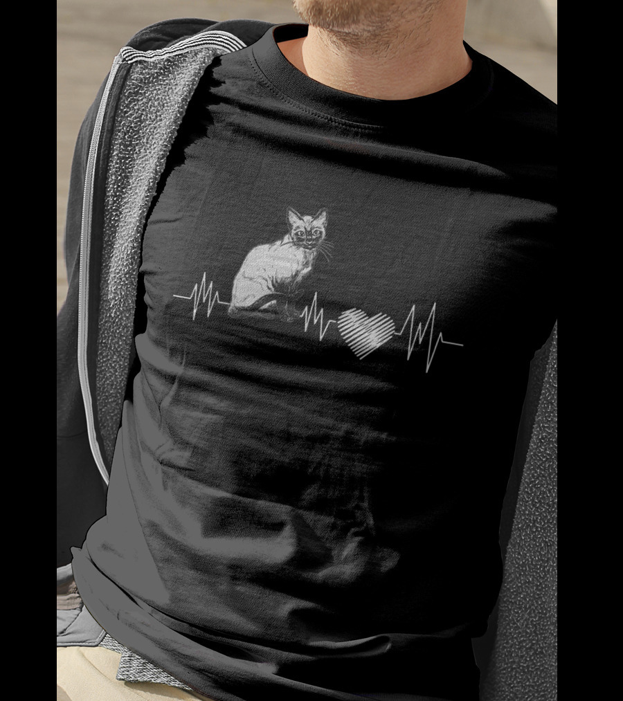 SiameseLover Heartbeat Cat T-Shirt
