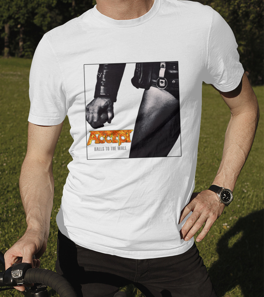 Accept Balls To The Wall Album Cover Leather Jacket And Studded Belt T-Shirt