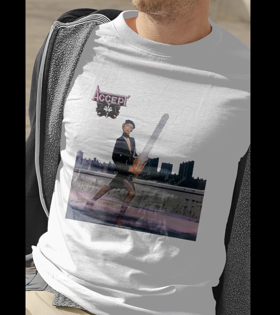 Accept Chainsaw Woman Cityscape Scene T-Shirt