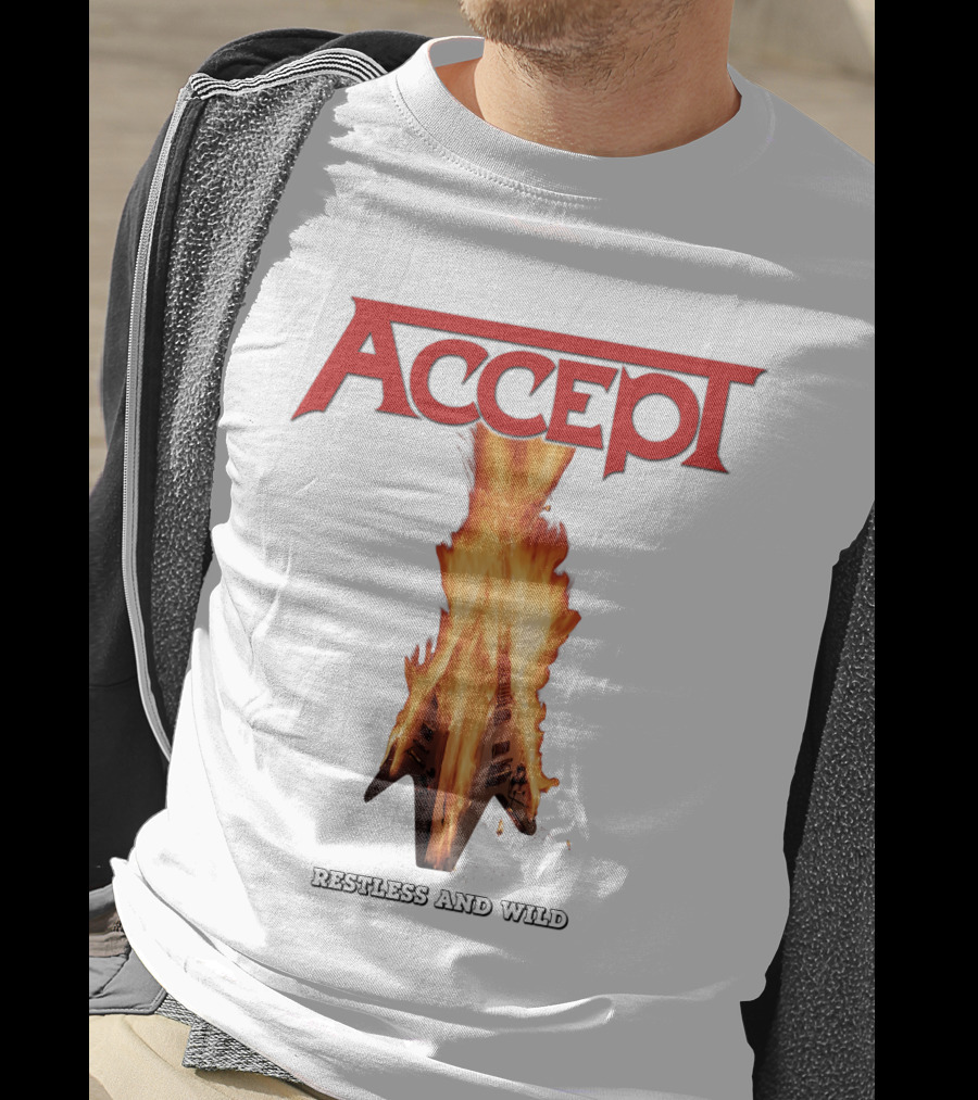 Accept Restless And Wild Flaming Guitar T-Shirt