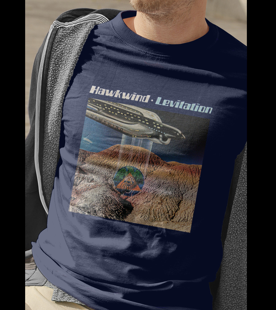 Hawkwind Levitation Spaceship Over Mountain Landscape T-Shirt