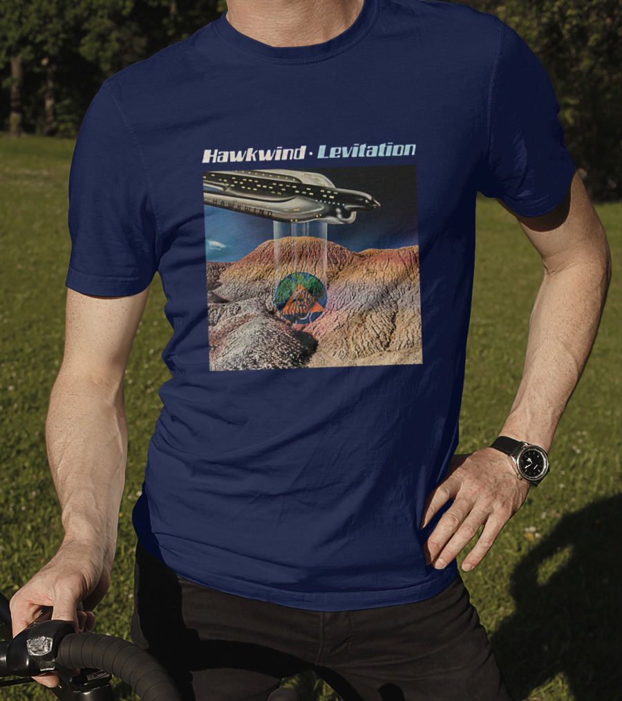 Hawkwind Levitation Spaceship Over Mountain Landscape T-Shirt
