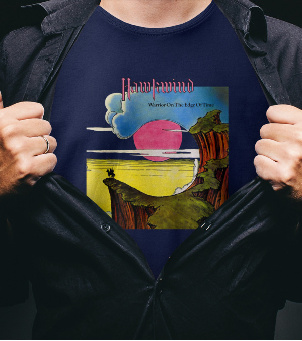 Hawkwind Warrior On The Edge Of Time Cliff Sunset Scene T-Shirt