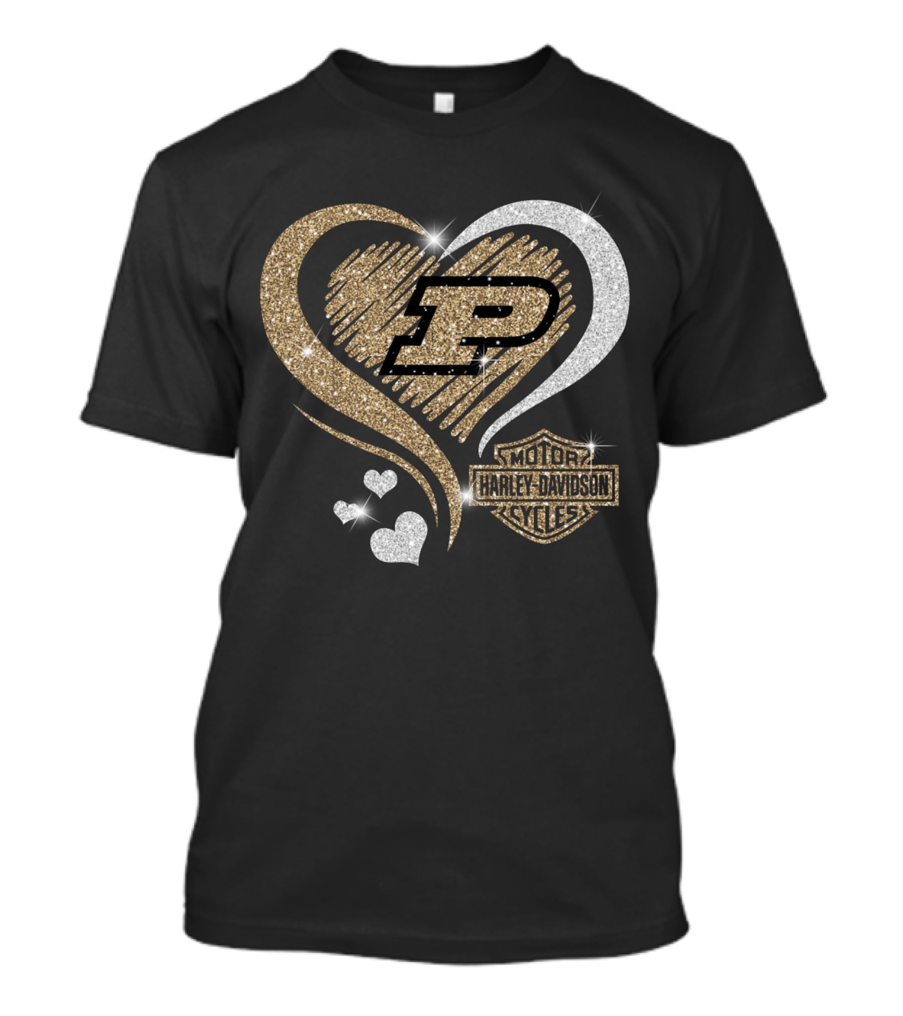 Purdue Boilermakers Heart Harley Davidson T-Shirt