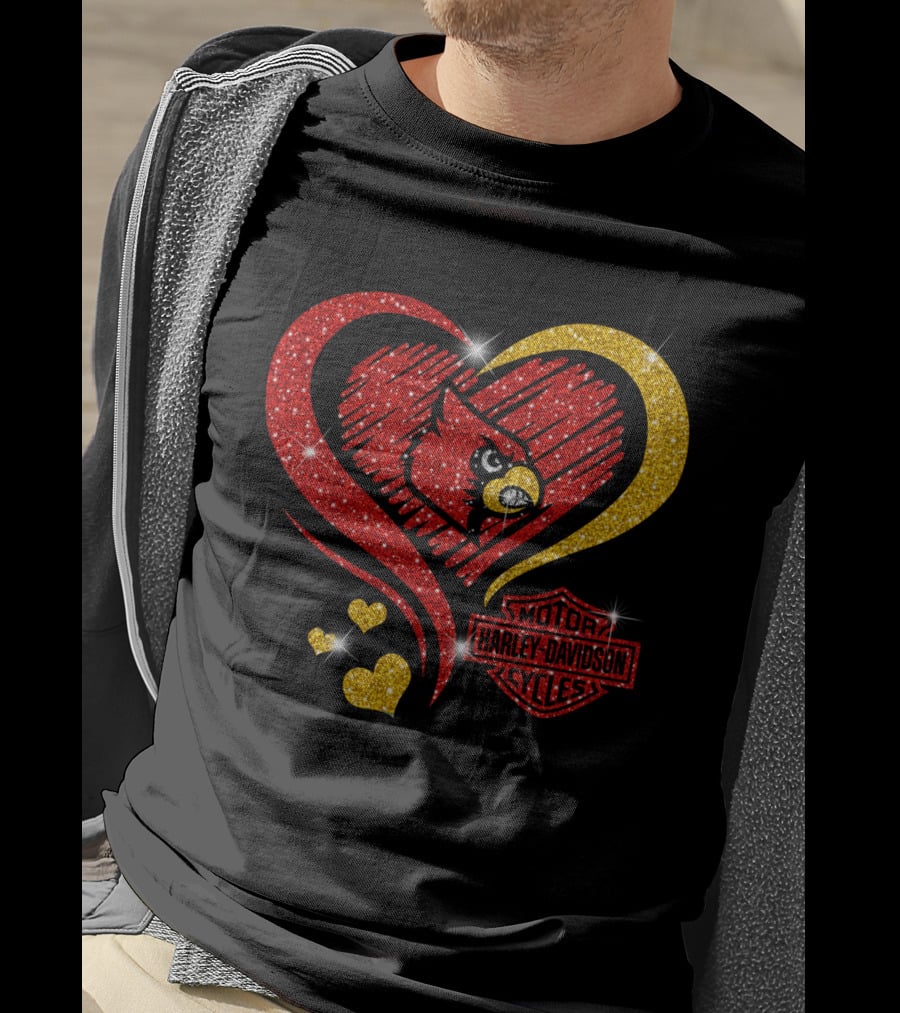 Harley Davidson Heart Louisville Cardinals T-Shirt