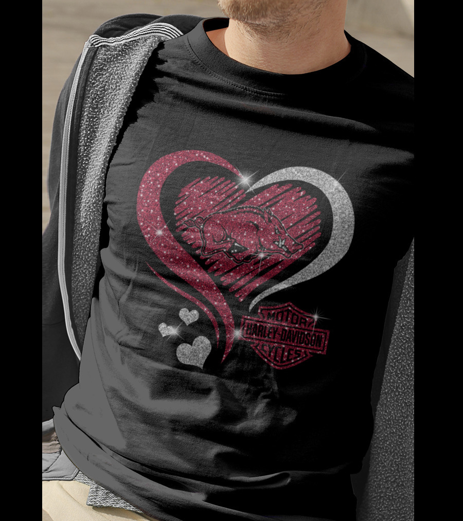 Harley Davidson Ncaa Arkansas Razorbacks Heart T-Shirt