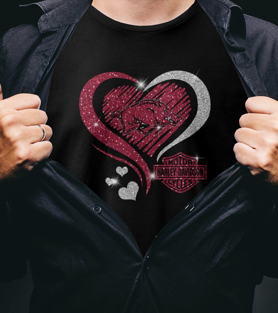 Harley Davidson Ncaa Arkansas Razorbacks Heart T-Shirt