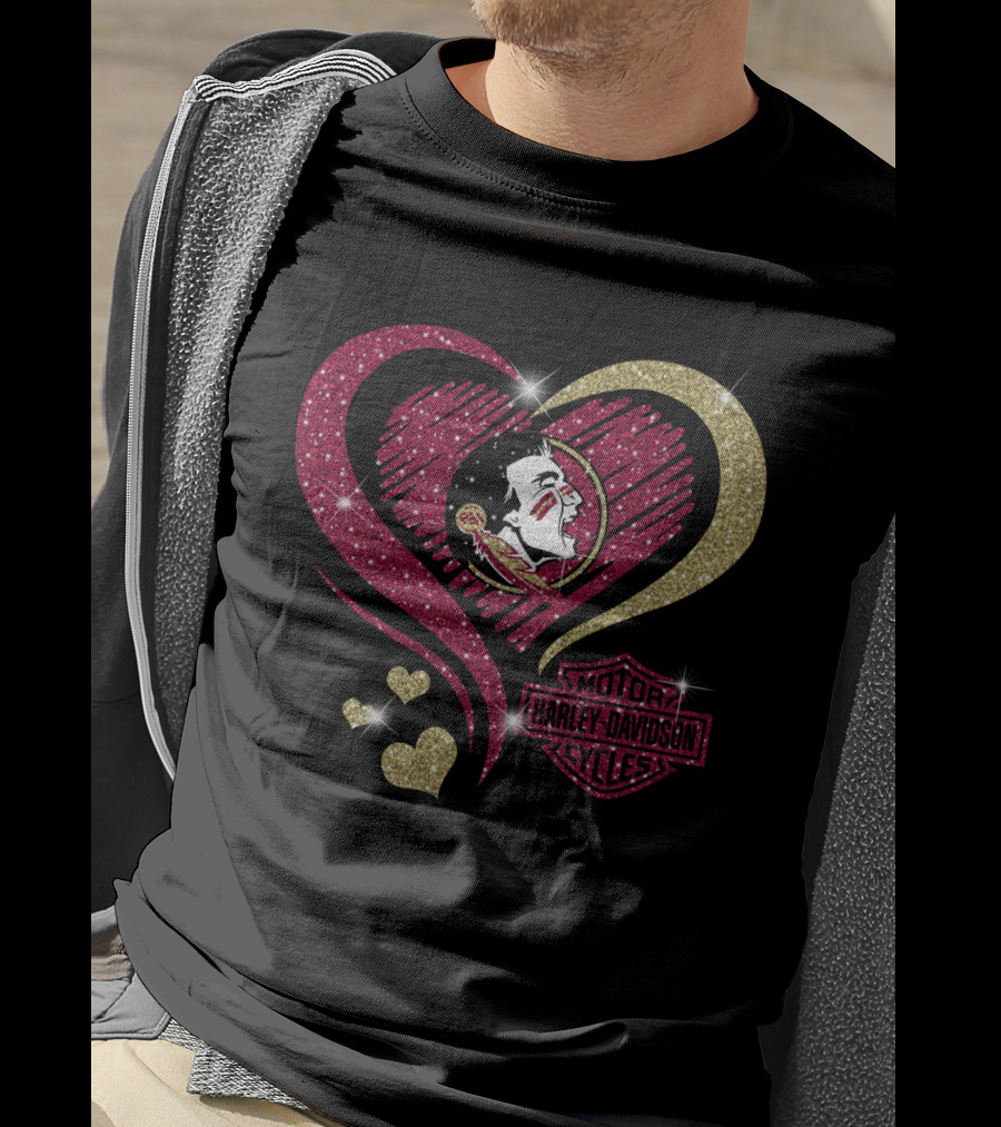 Harley Davidson Florida State Seminoles Heart T-Shirt