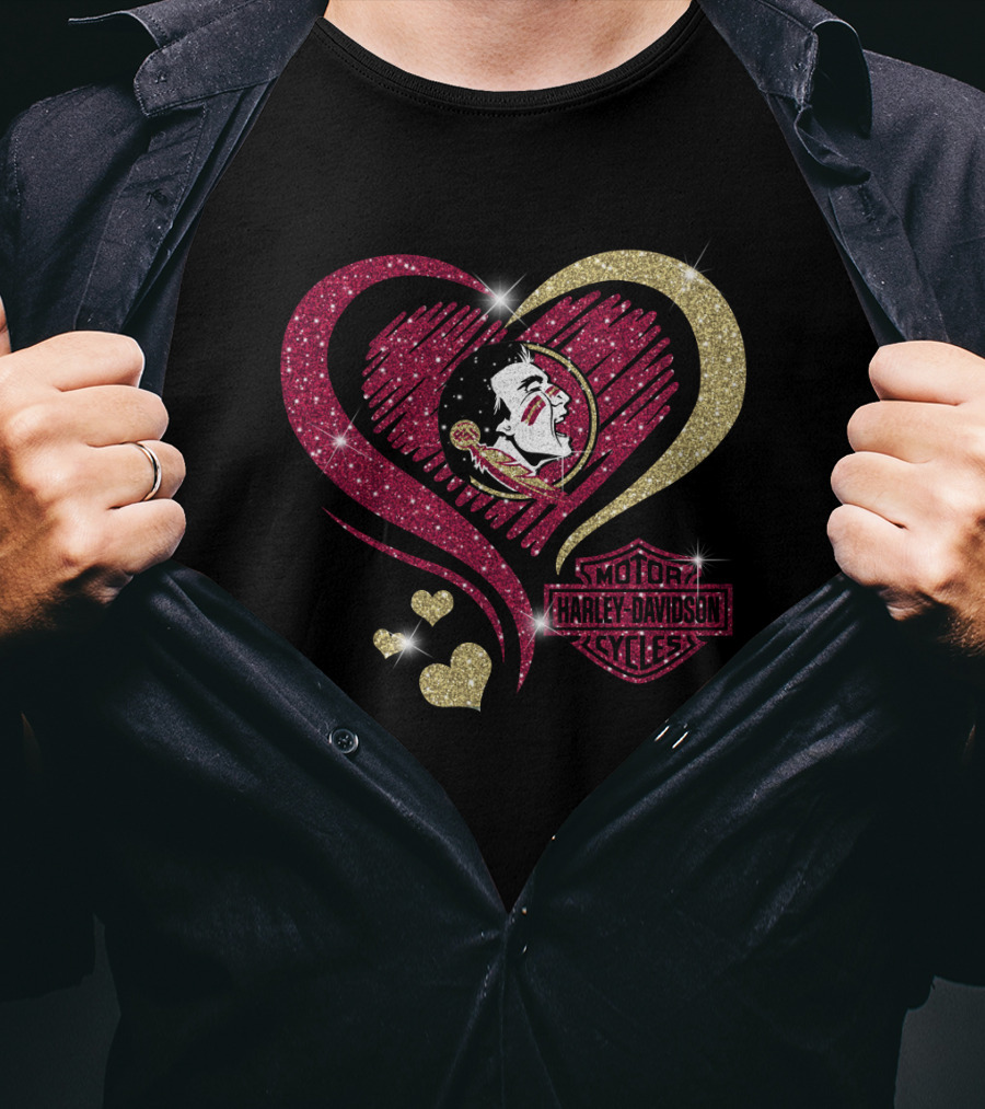 Harley Davidson Florida State Seminoles Heart T-Shirt