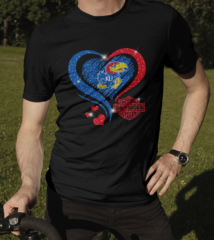 Ku Heart Harley Davidson Kansas Jayhawks T-Shirt