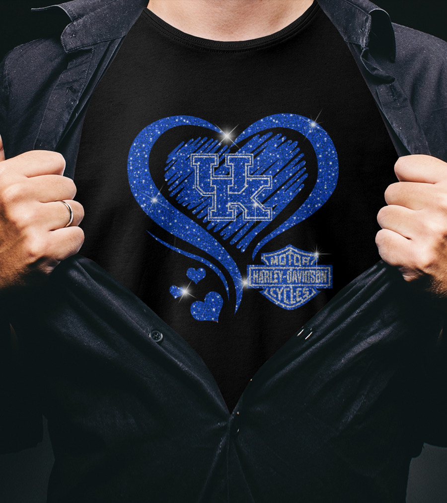 Kentucky Wildcats Harley Davidson Heart Uk T-Shirt