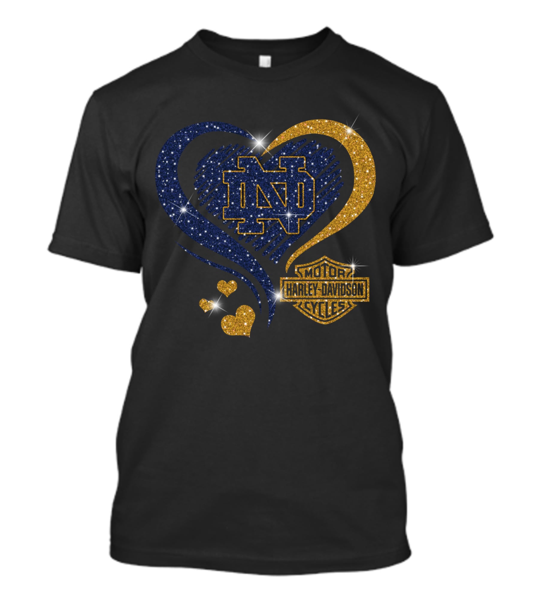 Notre Dame Fighting Irish Harley Davidson Heart T-Shirt