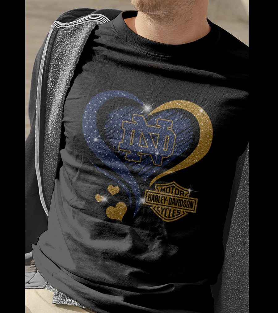 Notre Dame Fighting Irish Harley Davidson Heart T-Shirt