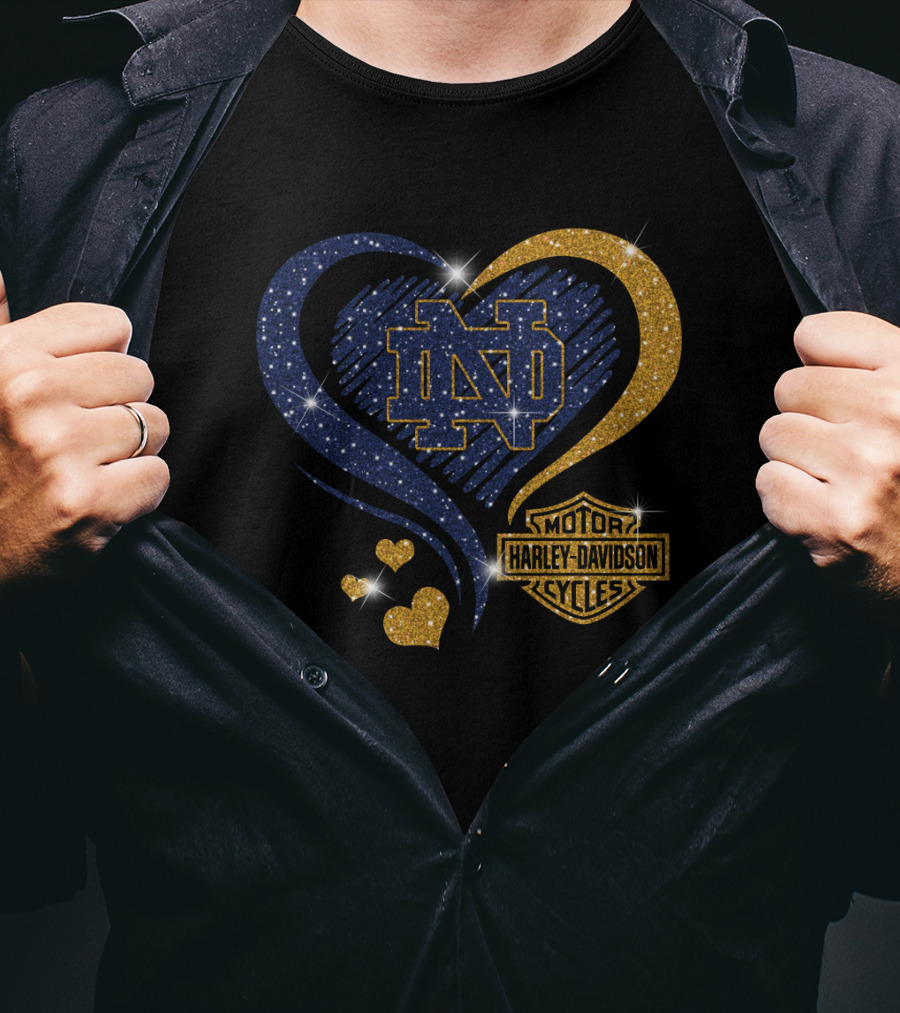 Notre Dame Fighting Irish Harley Davidson Heart T-Shirt
