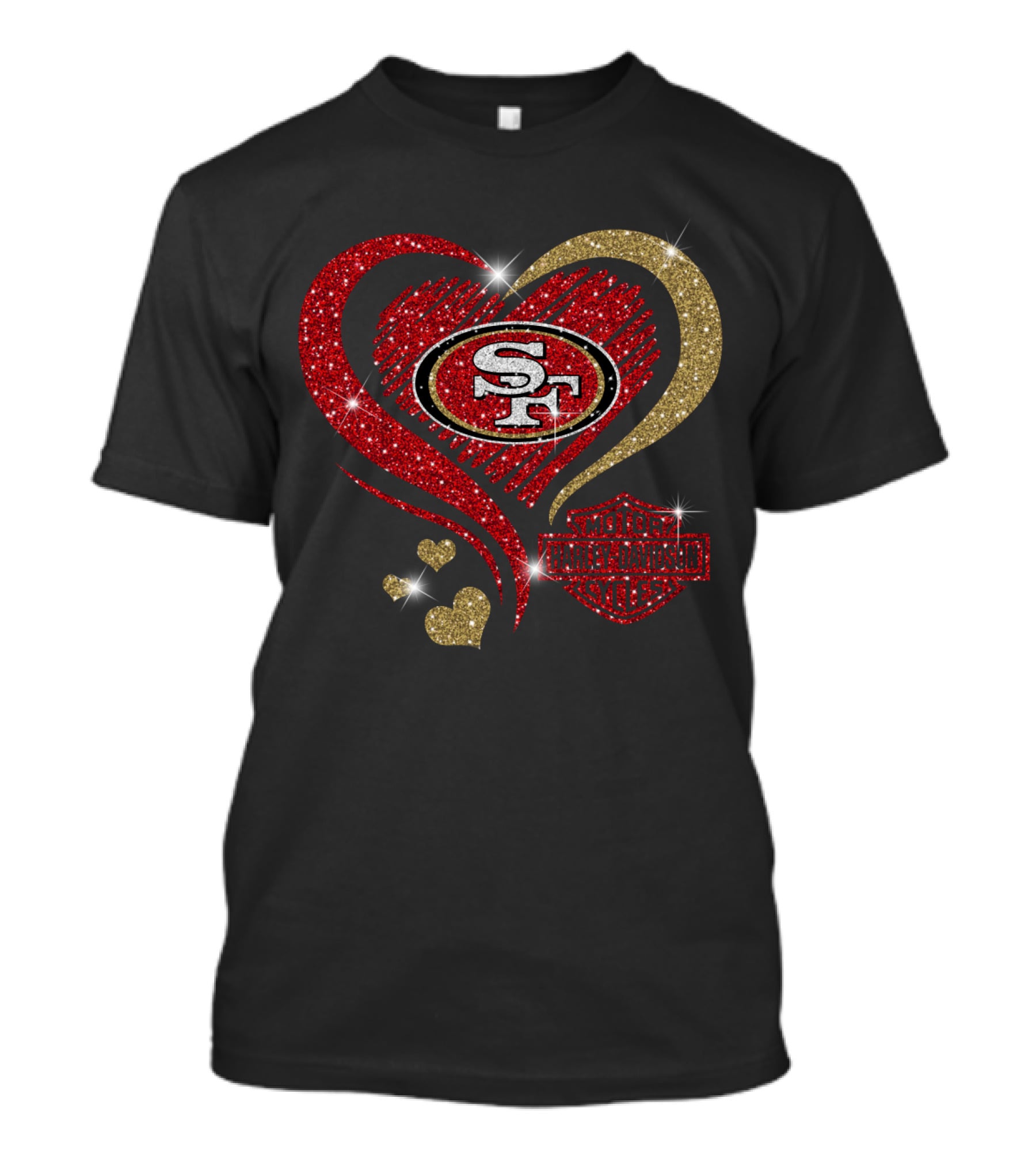 San Francisco 49ers Harley Davidson Motorcycles Heart T-Shirt