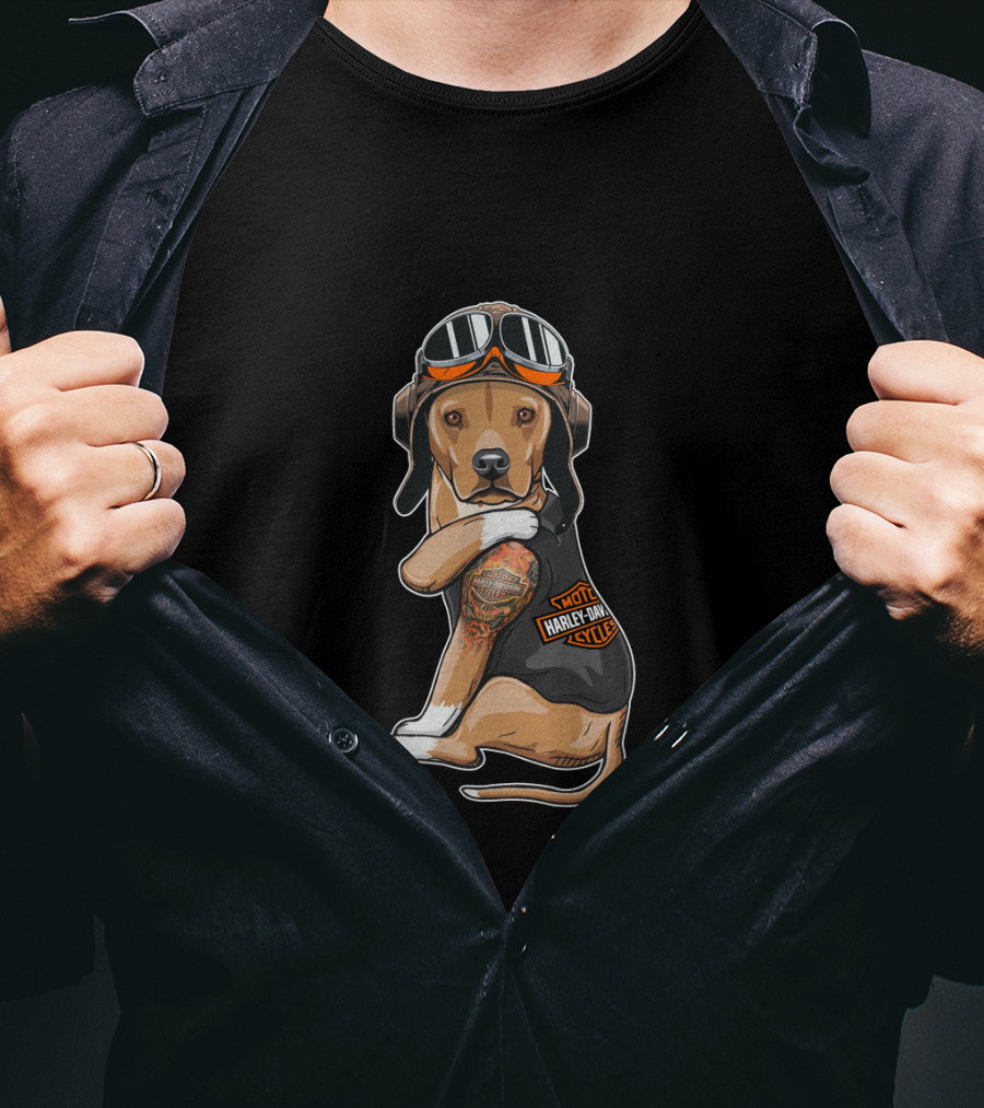 Hd Tatoo American Staffordshire Motocycle Harley Davidson T-Shirt