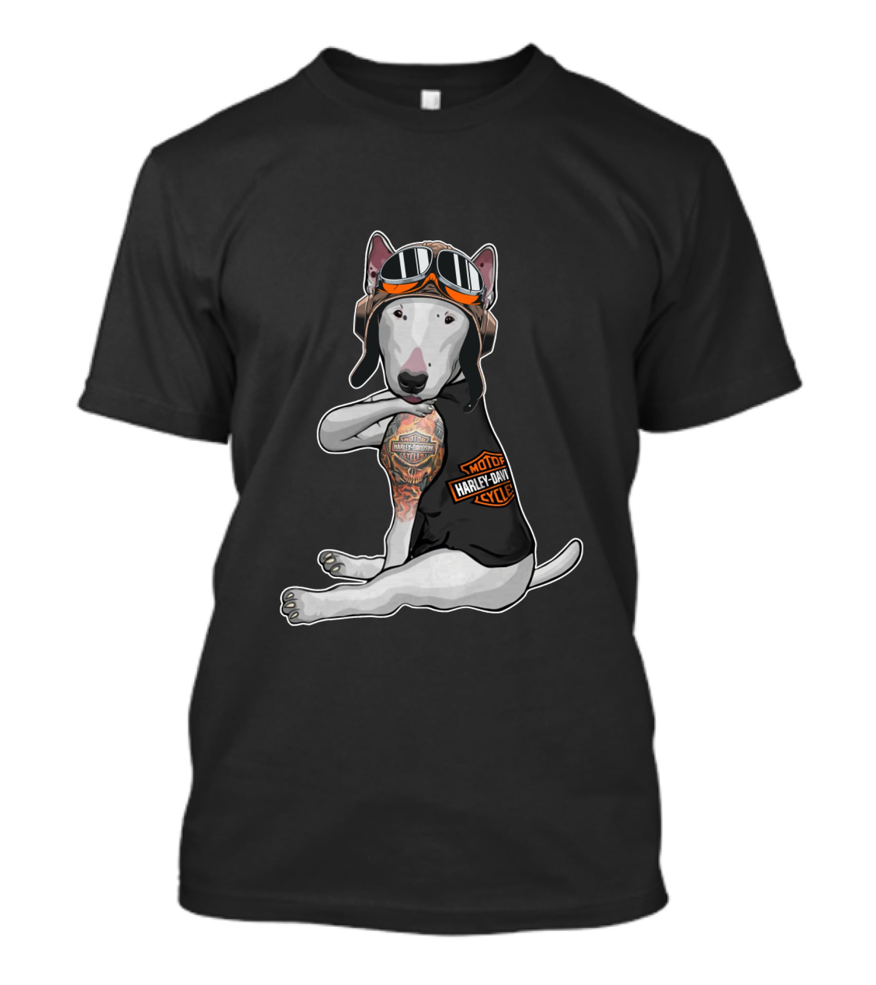 Bull Terrier Harley Davidson Style Tattoo T-Shirt